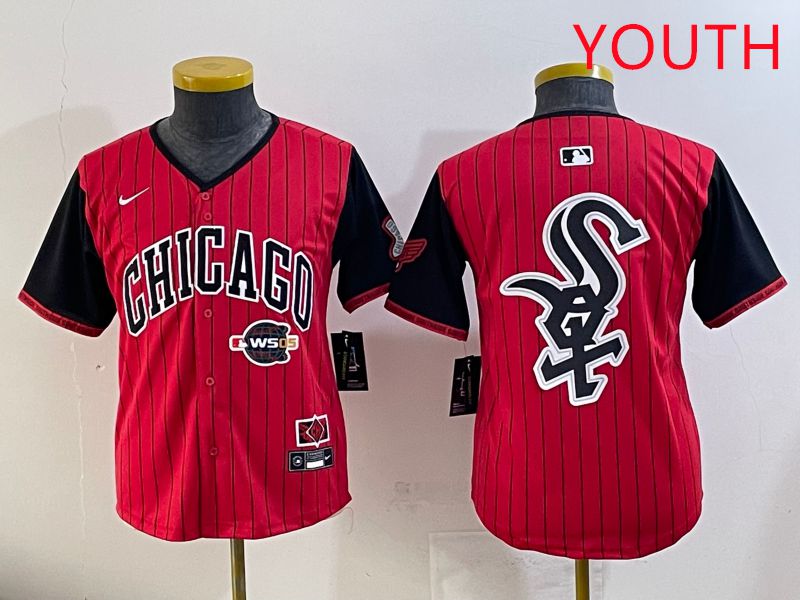 Youth Chicago White Sox Blank Red Stripe Joint Name Nike 2025 MLB Jersey style 25->youth mlb jersey->Youth Jersey
